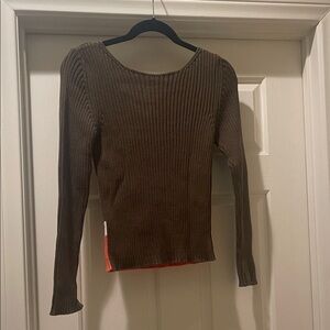 Dark Green Ribbed Women's Sweater